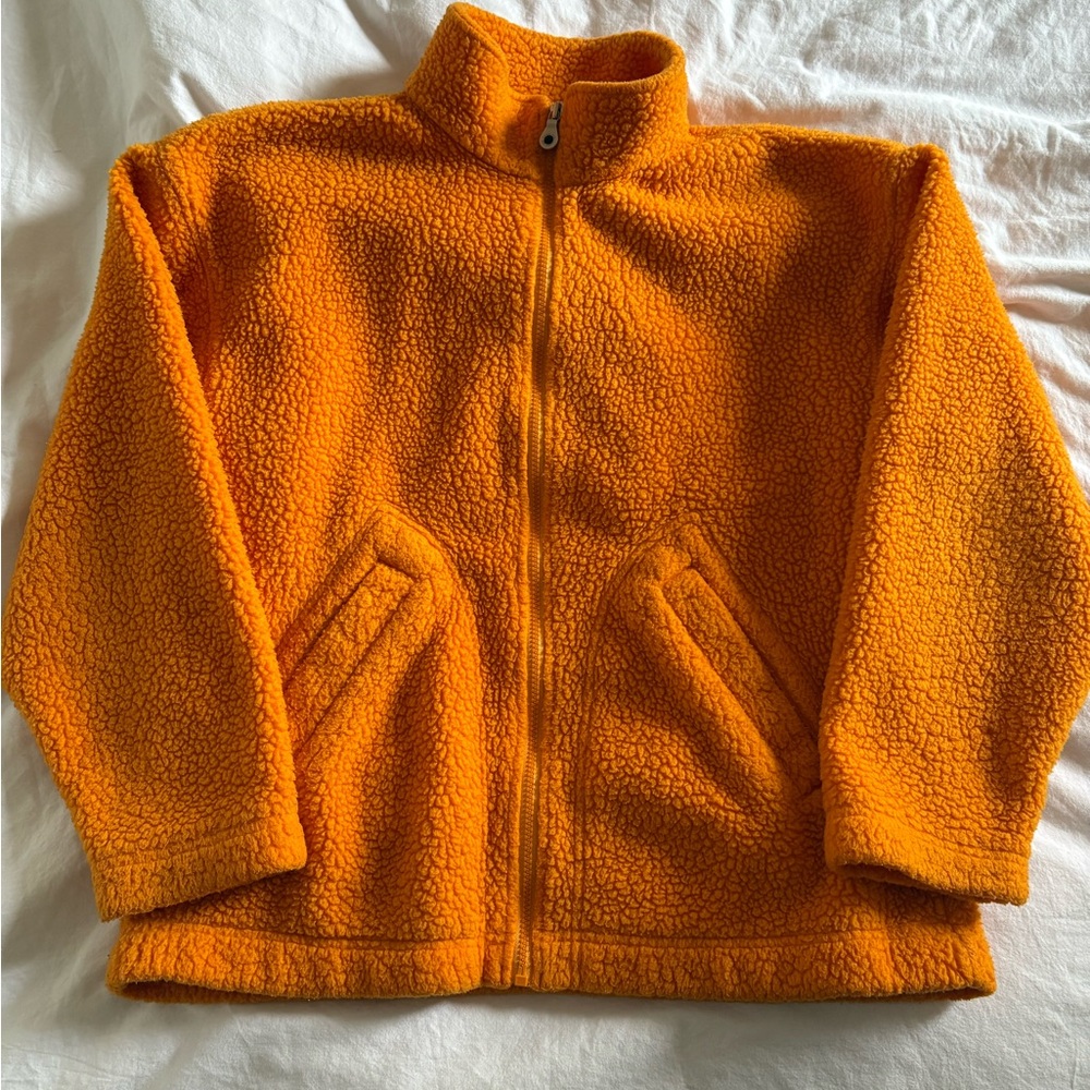 Vintage Golden Yellow/Orange Lands End Zip Up Fleece Size Small